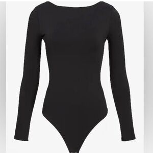 EXPRESS Body Contour High Compression Long Sleeve Scoop Back Bodysuit black XL